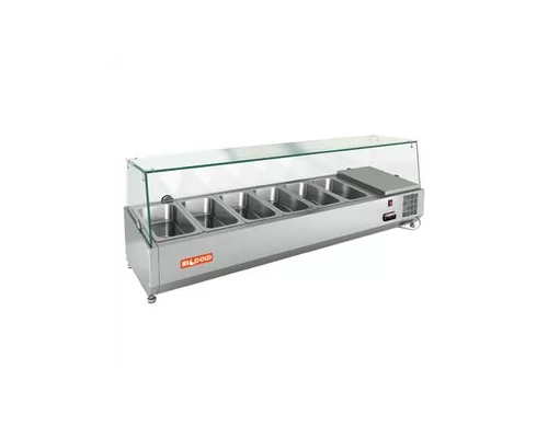 VRX 1400 1/3 витрина охл.настольная, со стеклом, 1400х385х459 мм, HICOLD RUS
