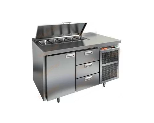 SL1-13GN (1/3) стол для салатов  охл.(+2+10), 1 дверь, 3 ящика, 1390х700х850мм, HICOLD RUS