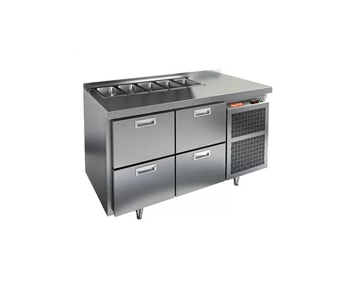 SL1-22GN (1/3) БЕЗ КРЫШКИ стол для салатов охл.(+2+10),4 ящика, 1390х700х850мм, HICOLD RUS