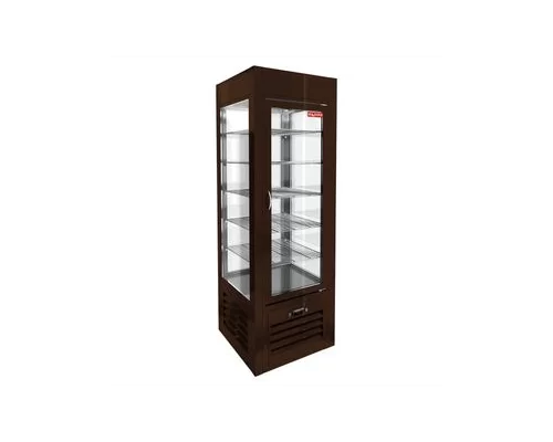 VRC 350 Sh Brown витрина охл. кондитерская., на низ. ножках, коричневая, рамка в тон, HICOLD RUS
