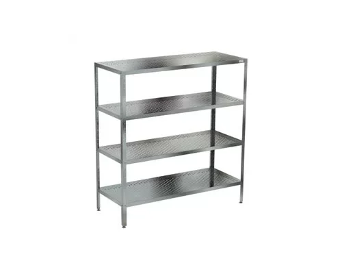 Стеллаж перфорированный СКП-120/60/430 (1200х600х1600) (4 полки-перфорированные - нерж. сталь. aisi 430, каркас уголок нерж. сталь aisi 430)
