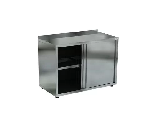Стол-тумба СТБ-120/60/К с бортом (1200х600х870) (столешница - нерж. сталь. aisi 430, усиление ОСП, разборная из нерж. стали 430, двери-купе, полка)
