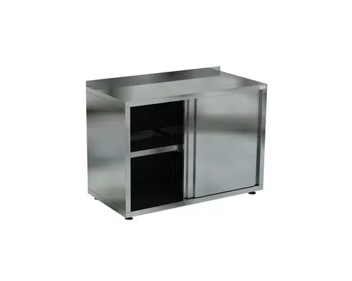 Стол-тумба СТБ-120/70 с бортом (1200х700х870) (столешница - нерж. сталь. aisi 430, усиление ЛДСП, каркас сварной из нерж. стали 430, двери-купе, полка)
